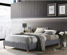DOUBLE MILLICENT FABRIC BED BASE FRAME ONLY - LIGHT GREY
