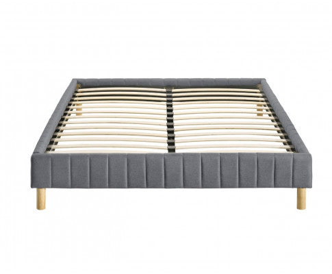 DOUBLE MILLICENT FABRIC BED BASE FRAME ONLY - LIGHT GREY