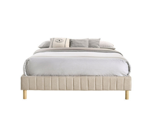 DOUBLE MILLICENT FABRIC BED BASE FRAME ONLY - BEIGE