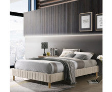 DOUBLE MILLICENT FABRIC BED BASE FRAME ONLY - BEIGE