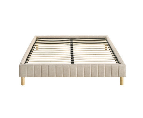 DOUBLE MILLICENT FABRIC BED BASE FRAME ONLY - BEIGE