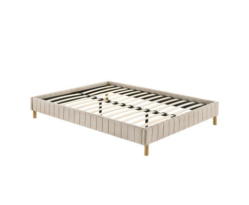 DOUBLE MILLICENT FABRIC BED BASE FRAME ONLY - BEIGE
