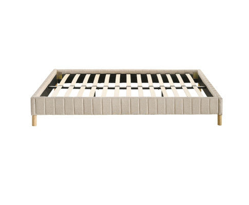 DOUBLE MILLICENT FABRIC BED BASE FRAME ONLY - BEIGE