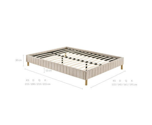 DOUBLE MILLICENT FABRIC BED BASE FRAME ONLY - BEIGE