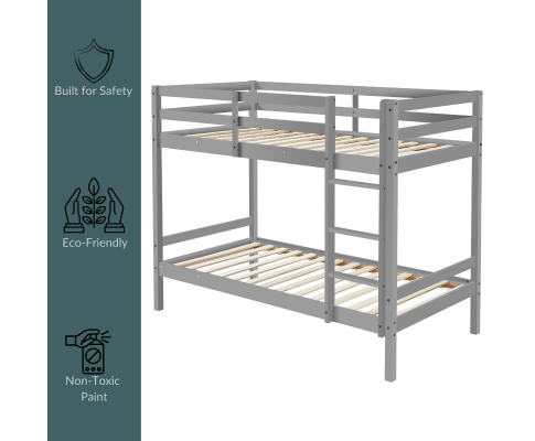 SINGLE OVER SINGLE 2 RAIL BUNK BED - GREY