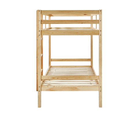 SINGLE OVER SINGLE 2 RAIL BUNK BED - NATURAL