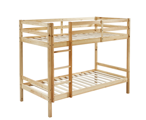 SINGLE OVER SINGLE 2 RAIL BUNK BED - NATURAL