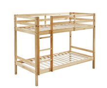 SINGLE OVER SINGLE 2 RAIL BUNK BED - NATURAL
