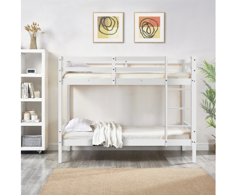 SINGLE OVER SINGLE ATOMIC 2 RAIL BUNK BED - WHITE