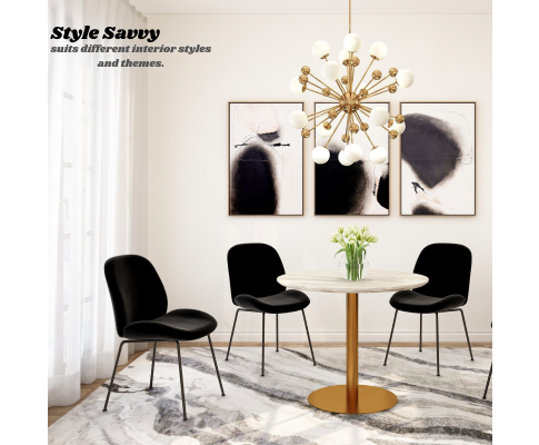 AVERIE (SET OF 2) FABRIC DINING CHAIR - BLACK VELVET