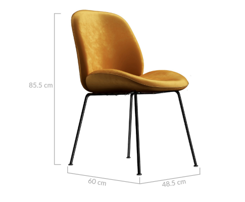 AVERIE (SET OF 2) FABRIC DINING CHAIR - GOLD VELVET