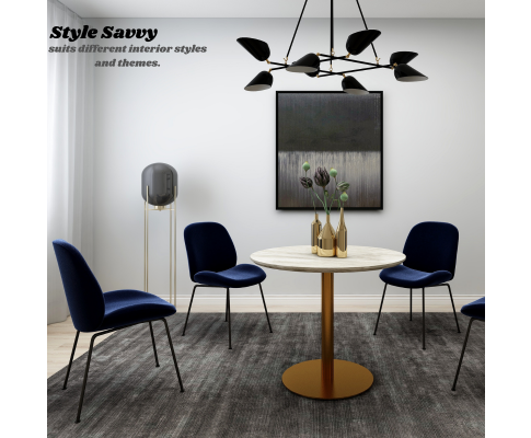 AVERIE (SET OF 2) FABRIC DINING CHAIR - SAPPHIRE BLUE VELVET