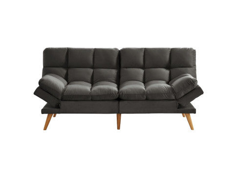 MIKLAUS VELVET FABRIC 3 SEATER SOFA BED - CHARCOAL