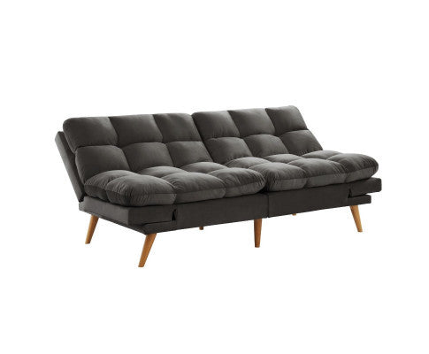 MIKLAUS VELVET FABRIC 3 SEATER SOFA BED - CHARCOAL