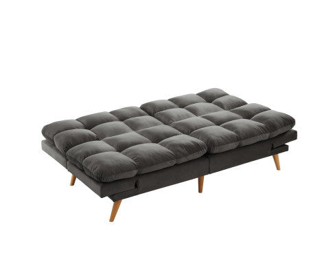 MIKLAUS VELVET FABRIC 3 SEATER SOFA BED - CHARCOAL