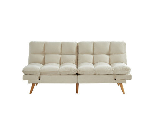 MIKLAUS VELVET FABRIC 3 SEATER SOFA BED - CREAM