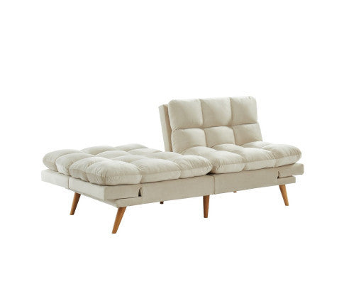 MIKLAUS VELVET FABRIC 3 SEATER SOFA BED - CREAM