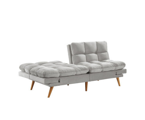 MIKLAUS VELVET FABRIC 3 SEATER SOFA BED - LIGHT GREY