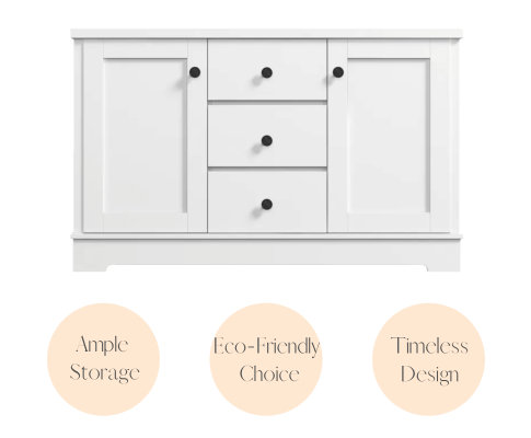 PERNILLE 2 DOOR/ 3 DRAWER SIDEBOARD - 745(H) x 1200(W) x 400(D) - WHITE