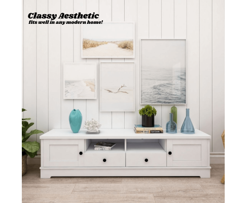 PERNILLE 2 SHELVES/ 4 DRAWER TV ENTERTAINMENT UNIT - WHITE