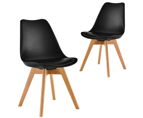 CASSIUS (SET OF 2) PU PADDED DINING CHAIR - BLACK