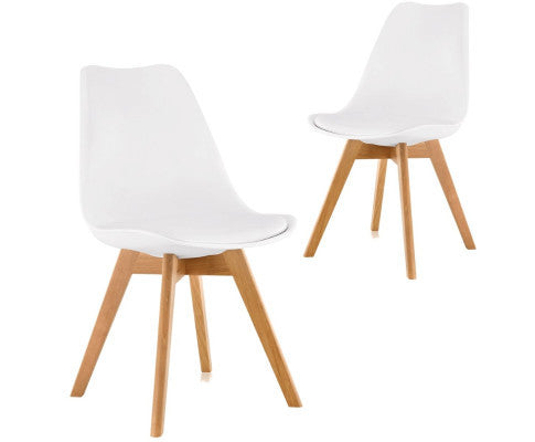 CASSIUS (SET OF 2) PU PADDED DINING CHAIR - WHITE