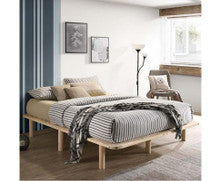 QUEEN NIVEAN WOODEN BED BASE FRAME ONLY - NATURAL