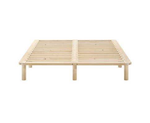 QUEEN NIVEAN WOODEN BED BASE FRAME ONLY - NATURAL