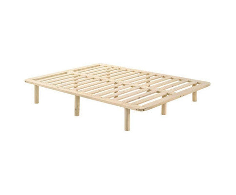 QUEEN NIVEAN WOODEN BED BASE FRAME ONLY - NATURAL