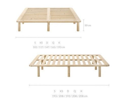 KING SINGLE NIVEAN WOODEN BED BASE FRAME ONLY - NATURAL