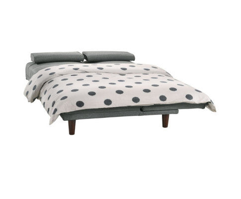 HUXLEY 3 SEATER FABRIC FOLDABLE SOFA BED WITH CUPHOLDER - LIGHT GREY