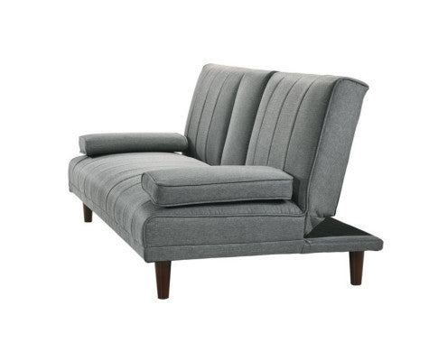 HUXLEY 3 SEATER FABRIC FOLDABLE SOFA BED WITH CUPHOLDER - LIGHT GREY
