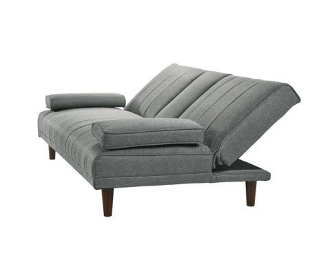 HUXLEY 3 SEATER FABRIC FOLDABLE SOFA BED WITH CUPHOLDER - LIGHT GREY