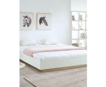 QUEEN BRAWEN BED BASE FRAME ONLY - WHITE & OAK