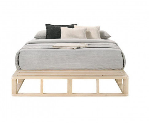 QUEEN ESLANDA WOODEN BED BASE FRAME ONLY - LIGHT NATURAL