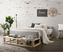 QUEEN ESLANDA WOODEN BED BASE FRAME ONLY - LIGHT NATURAL