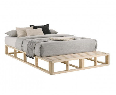 QUEEN ESLANDA WOODEN BED BASE FRAME ONLY - LIGHT NATURAL