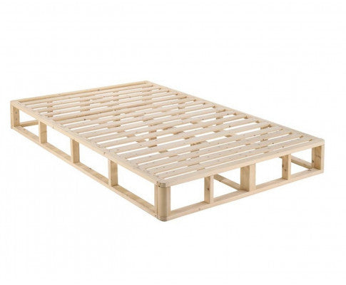 QUEEN ESLANDA WOODEN BED BASE FRAME ONLY - LIGHT NATURAL