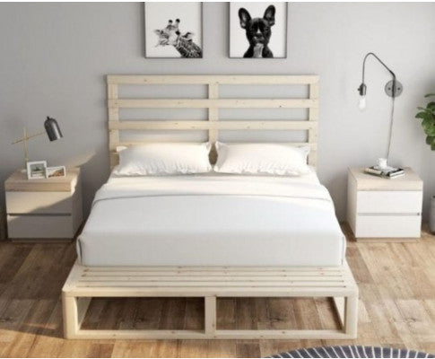 QUEEN MAUDE WOODEN BED FRAME - NATURAL