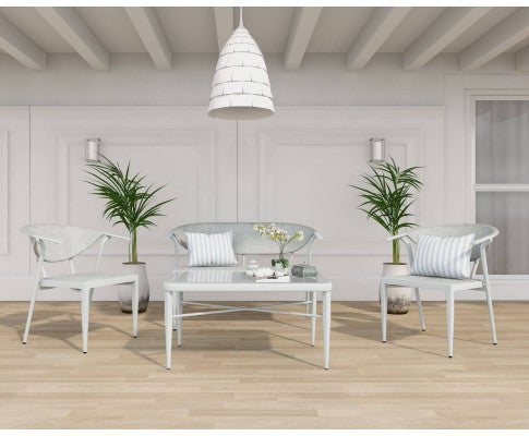 SATURN OUTDOOR ALUMINIUM 4 PIECE LOUNGE SETTING - WHITE