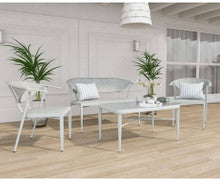 SATURN OUTDOOR ALUMINIUM 4 PIECE LOUNGE SETTING - WHITE