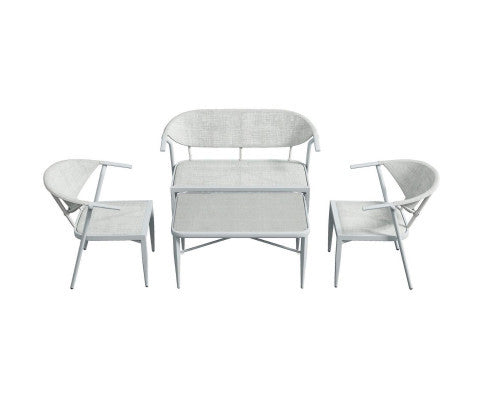 SATURN OUTDOOR ALUMINIUM 4 PIECE LOUNGE SETTING - WHITE