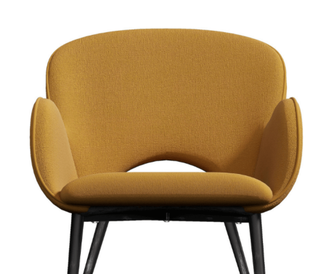 JEZRYLL (SET OF 2) FABRIC ARMREST DINING CHAIR - GOLD VELVET