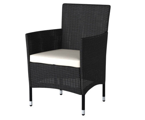 LUCIAN OUTDOOR CHAIRS WITH COFFEE TABLE LOUNGE SET - BLACK