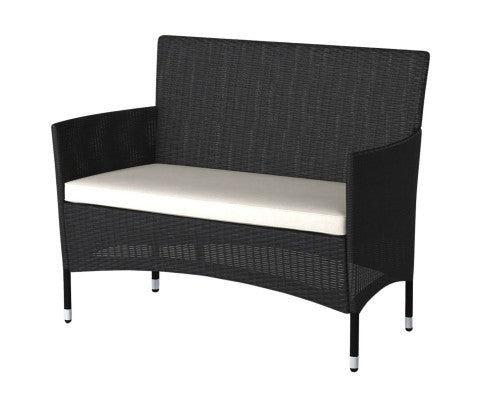 CEPHEUS OUTDOOR RATTAN 4 PIECE LOUNGE SETTING - BLACK