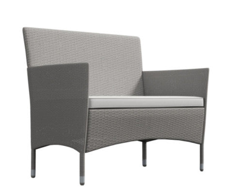 CEPHEUS OUTDOOR RATTAN 4 PIECE LOUNGE SETTING - NATURAL GREY