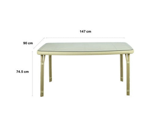 CAMERON OUTDOOR 5 PIECE DINING SETTING WITH 1470(L) x 900(W) TABLE - NATURAL