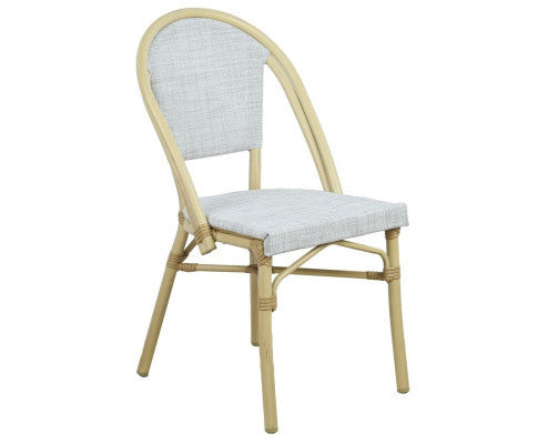 MARIVEL OUTDOOR ROUND TABLE AND 2 SEATER BISTRO SET - NATURAL + WHITE