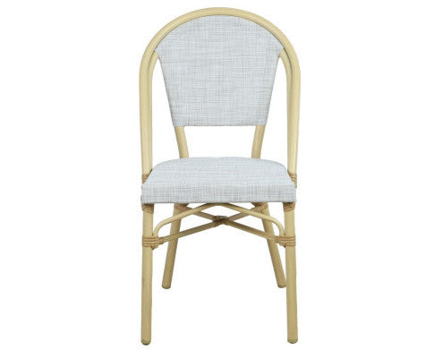 MARIVEL OUTDOOR ROUND TABLE AND 2 SEATER BISTRO SET - NATURAL + WHITE