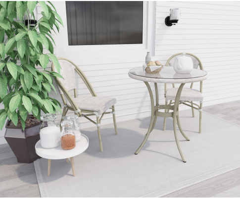 MARIVEL OUTDOOR ROUND TABLE AND 2 SEATER BISTRO SET - WHITE